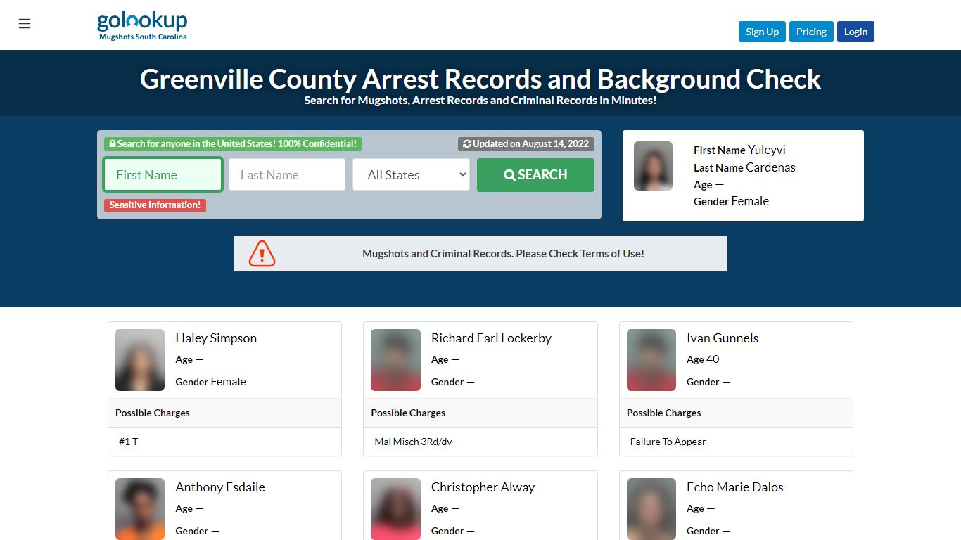 Greenville County Mugshots, Greenville County Arrest Records