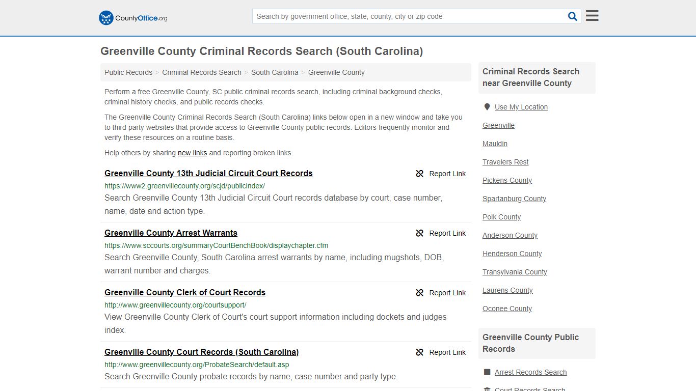 Criminal Records Search - Greenville County, SC (Arrests ...